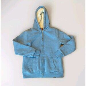 Superdry Hoodie Sweatshirt Womens 4 Blue Sherpa Fleece Lined Full Zip Warm